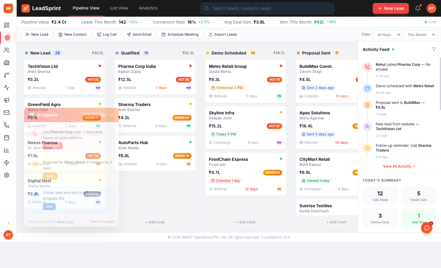 LeadSprint Dashboard — view 1